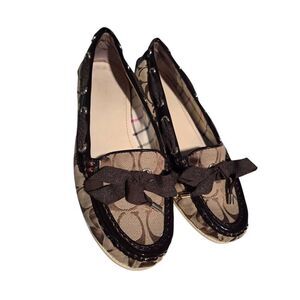 Coach Women's Carisa Brown Monogram Loafers with Box 8.5M